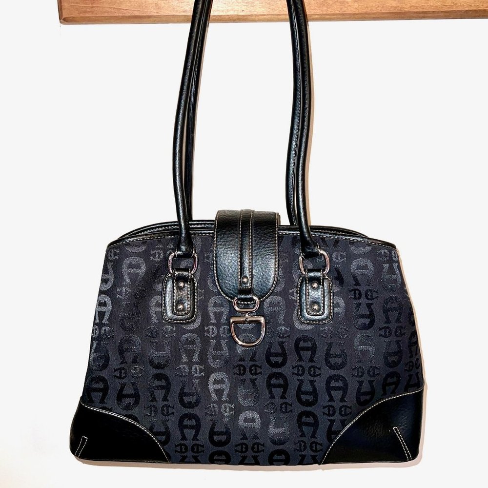 Etienne Aigner Large Black Signature Shoulder Bag, EC!